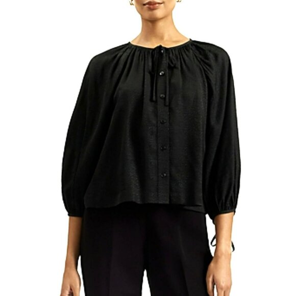 Ted Baker $210 Black Blouse Raglan Tie Sleeve Top Size Large - Picture 1 of 5